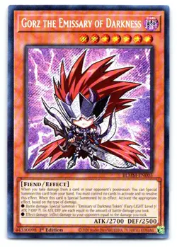 Yugioh Gorz the Emissary of Darkness Secret Rare Legend Monster Mayhem BLMMEN005 - Image 1