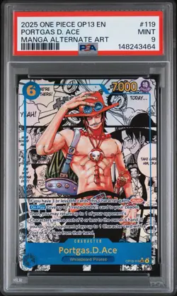 PSA MINT 9 2025 ONE PIECE OP-13-119 PORTGAS D. ACE ALTERNATE ART - Image 1