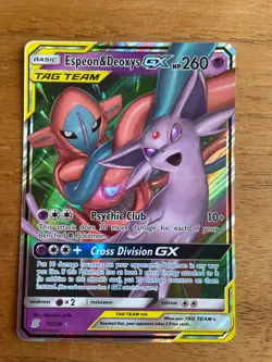 Pokemon TCG Espeon Deoxys Tag Team GX 72/236 Holo Card Unified Minds near min - Image 1