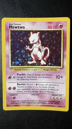 Mewtwo Pokemon 1999 Base Set Holo Rare Card 10/102 Unlimited NM - Image 1