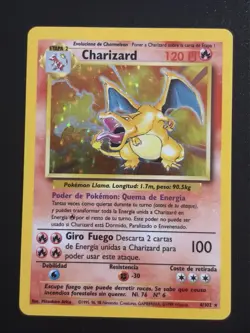 Pokemon TCG Charizard Base Set Holo Card 4/102 Spanish Unlimited Edition VLP/NM - Image 1