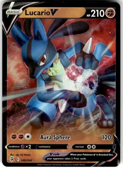 Lucario V 146/264 Fusion Strike Pokemon NM Fast Ship - Image 1