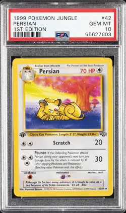 1999 POKEMON JUNGLE 1ST EDITION #42 PERSIAN PSA 10 - Image 1