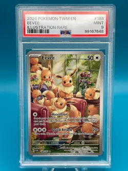 PSA 9 Eevee 188/167 Illustration Rare - 2024 Pokemon Twilight Masquerade - Image 1