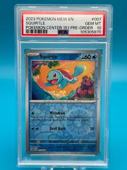 PSA 10 SQUIRTLE Pokemon Center Stamped Promo #007 - 2023 POKEMON MEW EN-151 - Image 1