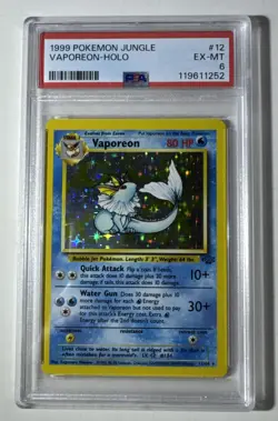 Vaporeon 12/64 Jungle Holo Unlimited English PSA 6 Pokemon TCG 1999 - Image 1