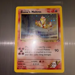 Pokemon TCG Blaine's Moltres 1/132 Gym Heroes Unlimited Holo Rare WOTC - LP/NM - Image 1