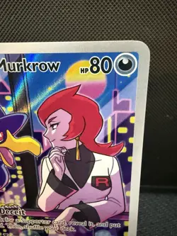 Pokemon TCG Team Rocket's Murkrow #200/182 Illustration Rare Destined Rivals NM - Image 2