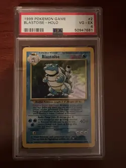 1999 Pokemon, Base Set, #2/102 Blastoise, Holo Rare, PSA 4 VGEX - Image 1