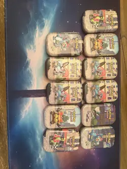 Lot of 11 Empty Pokemon TCG Mini Tins - Lumiose city with art & stickers - Image 1
