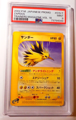 Pokemon PSA 9 Card Zapdos 015/T Vol. 18 Carte Trainers Magazine Japanese 2002 - Image 1