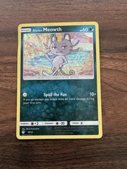 Pokemon TCG Alolan Meowth Alolan Moonbeam 10/12 Promo Holo Basic LP - Image 1