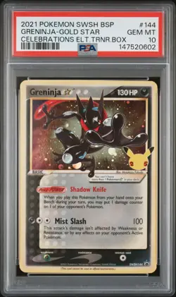 2021 POKEMON SWSH BLACK STAR PROMO #144 GRENINJA-GOLD STAR PSA 10 - Image 1