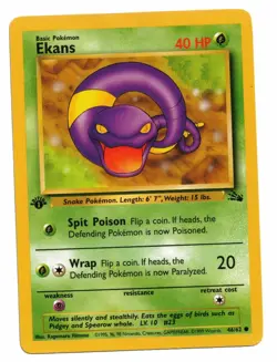 Pokemon Card: Ekans 46/62 1st Edition Fossil Set Rare! GD - Image 1