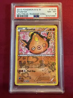 Stunfisk RC12/25 2013 Pokemon B&W Legendary Treasures Radiant Collection — PSA 8 - Image 1