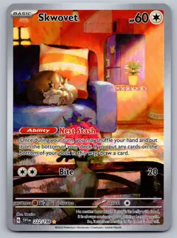 Skwovet 222/198 Illustration Rare Scarlet & Violet Pokemon Lightly Played - Image 1