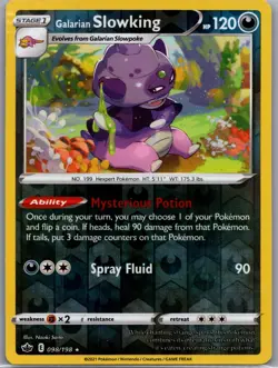 Galarian Slowking 098/198 Holo Rare Chilling Reign Pokemon Reverse Holo NM - Image 1