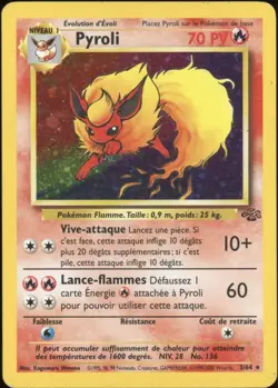 2000 Pokemon FRENCH Unlimited Jungle Pyroli-Flareon Holo 3/64 VG - Image 1