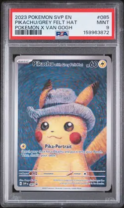 2023 POKEMON SVP EN-SV BLACK STAR PROMO #085 PIKACHU WITH GREY FELT HAT PSA 9 - Image 1