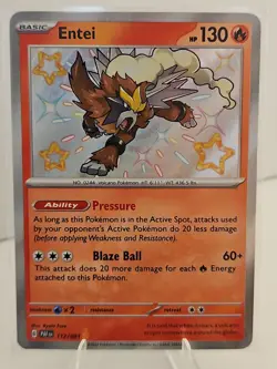 Pokemon TCG Entei 112/091 Paldean Fates Baby Shiny Rare Holo NM - Image 1