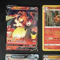 Pokemon TCG Charizard Foil Full Art 4 Card Lot: Lance's V, ex, Mega X EX - Image 2