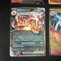 Pokemon TCG Charizard Foil Full Art 4 Card Lot: Lance's V, ex, Mega X EX - Image 4
