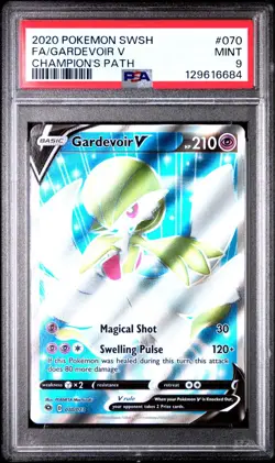 2020 Pokemon Champions Path #070 Full Art Gardevoir V PSA 9 Card MINT Free Ship! - Image 1