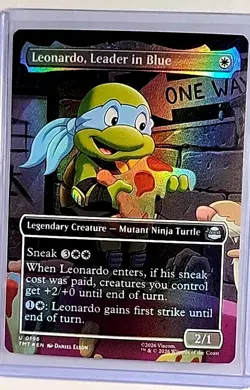 MTG Magic the Gathering TMNT Ninja Turtles Foil #196 Leonardo Leader in Blue LP - Image 1
