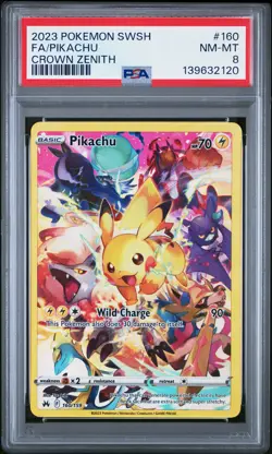 Pikachu 160/159 Sword Shield Crown Zenith Pokemon PSA 8 - Image 1