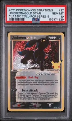 2021 POKEMON CELEBRATIONS CLASSIC COLLECTION #17 UMBREON-GOLD STAR PSA 10 - Image 1