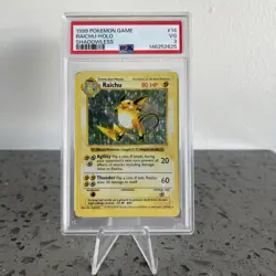 Pokemon TCG Raichu Holo 14/102 from Base Set RARE SHADOWLESS in a PSA 3 - Image 1