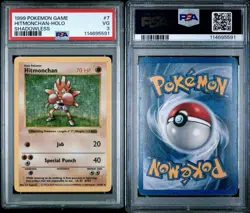1999 POKEMON BASE SET SHADOWLESS #7/102 HITMONCHAN HOLO RARE PSA 3 - Image 3