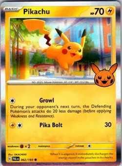 Pikachu 062/193 Holo Common Trick or Trade BOOster 2023 Pokemon Holo LP - Image 1