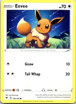 Eevee 130/185 Common Vivid Voltage Pokemon Lightly Played - Image 1