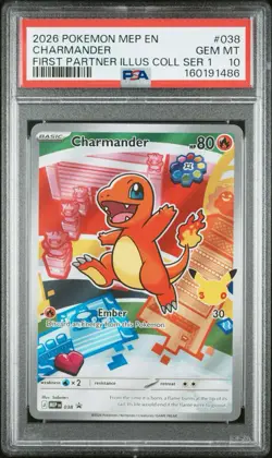 2026 POKEMON MEP EN-ME BLACK STAR PROMO #038 CHARMANDER PSA 10 FIRST PARTNER - Image 1