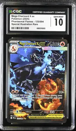 2025 Pokemon Mega Charizard X Ex Phantasmal Flames 125/094 CGC GEM MINT 10 - Image 1
