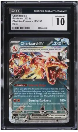 Pokemon TCG CGC 10 Charizard ex 125/197 Obsidian Flames Holo English 2023 - Image 1