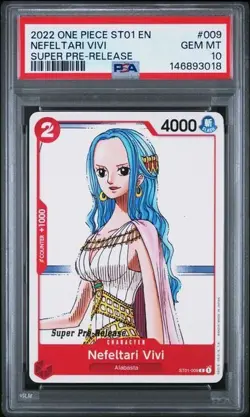 2022 ONE PIECE 009 NEFELTARI VIVI SUPER PRE-RELEASE PSA 10 GEM MINT - Image 1
