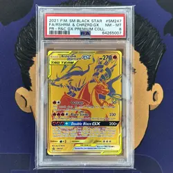 PSA 8 NEAR-MINT 2019 Pokemon Premium Promo RESHIRAM & CHARIZARD GX SM247 Secret - Image 2