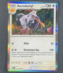 POKEMON Aerodactyl 142/165 SV Scarlet & Violet Holo Rare Card - Image 1