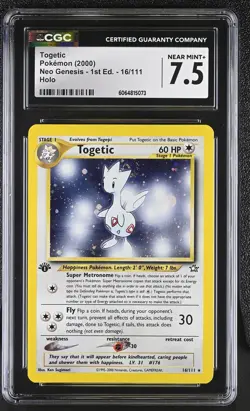 CGC 7.5 Togetic Neo Genesis 1st Edition 16/111 Holo SWIRL Pokemon Card - Image 1