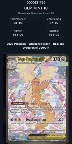 🔥 Pokemon Mega-Dragoran ex 290/217 – AOG 10 GEM MINT – Deutsch 🔥 - Image 2