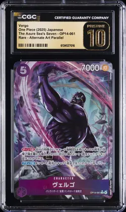 2025 ONE PIECE JAPANESE #OP14-061 VERGO CGC 10 PRISTINE - Image 1
