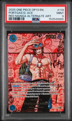 2025 ONE PIECE OP13-CARRYING ON HIS WILL #119 PORTGAS D. ACE RED MANGA ALTERNATE - Image 1