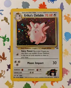 Pokemon TCG Erika's Clefable 3/132 Gym Heroes Holo Rare WOTC English 2000 - Image 1