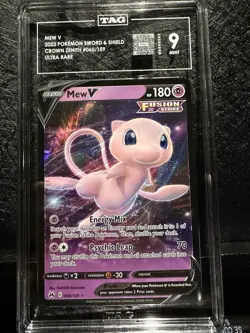 Pokemon TCG Mew V 060/159 Crown Zenith Ultra Rare Holo TAG 9 2023 Psychic - Image 1