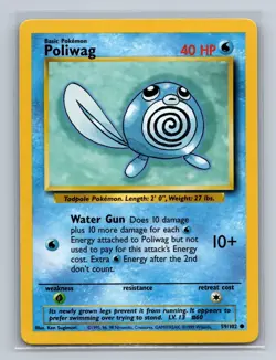 Pokemon Poliwag 59/102 Common Base Set Unlimited LP - Image 1