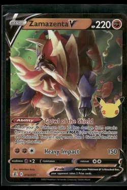 Zamazenta V 018/025 Holo V Rare Celebrations Pokemon Holo Near Mint - Image 1