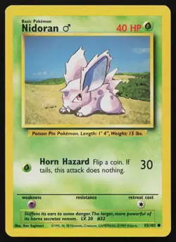 NIDORAN M 55/102 COMMON BASE SET UNLIMITED POKEMON MP - Image 1