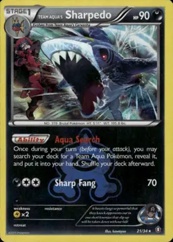 Team Aqua's Sharpedo 21/34 Holo Rare Double Crisis Pokemon Holo MP - Image 1